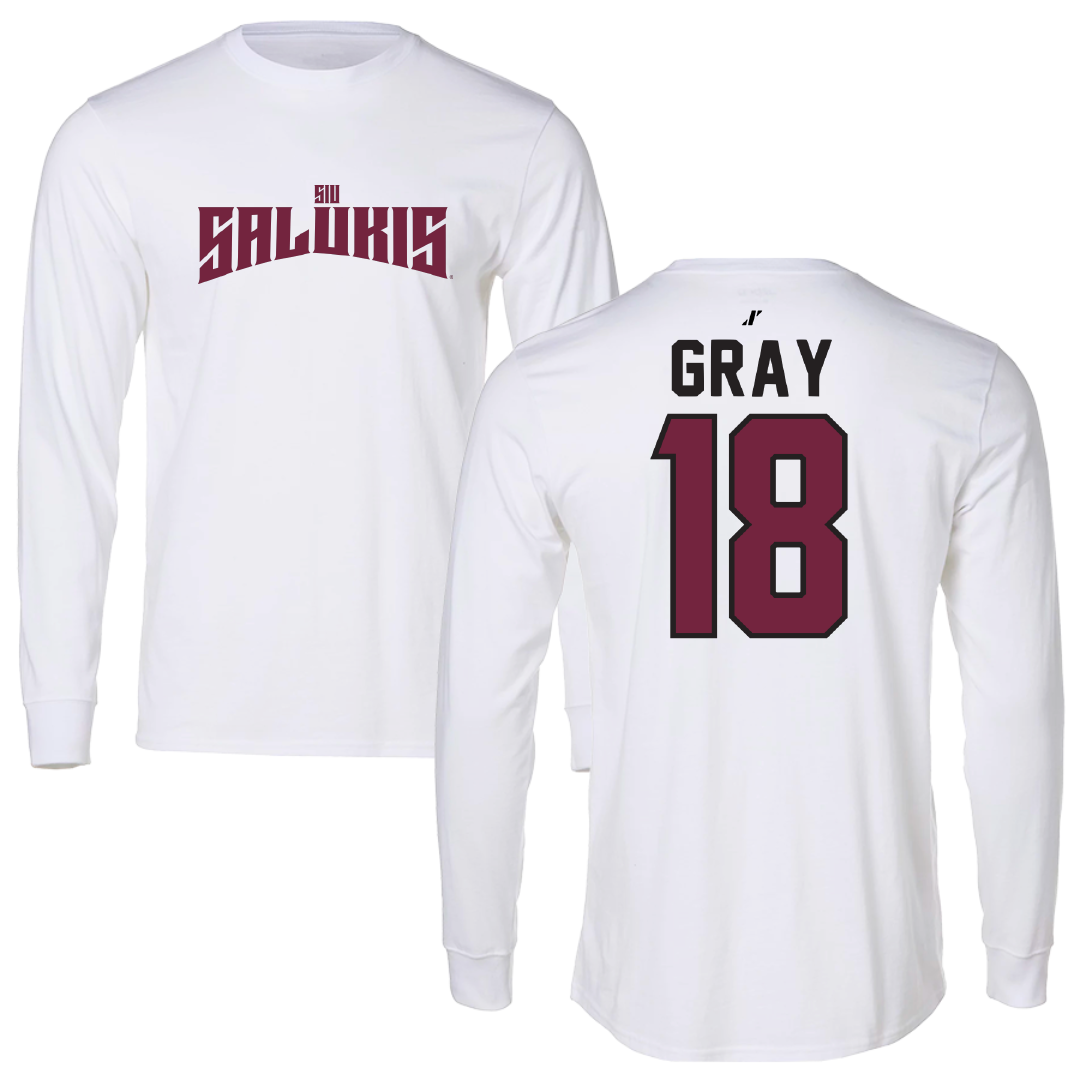 Southern Illinois University at Carbondale Baseball White Classic Long Sleeve - #18 Hesston Gray