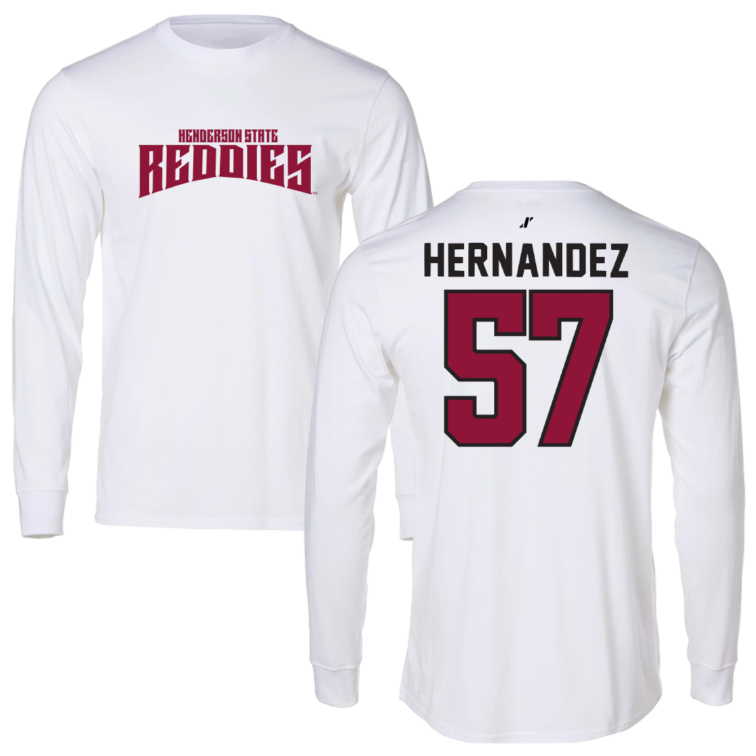 Henderson State University Football White Classic Performance Long Sleeve - #57 Gabe Hernandez