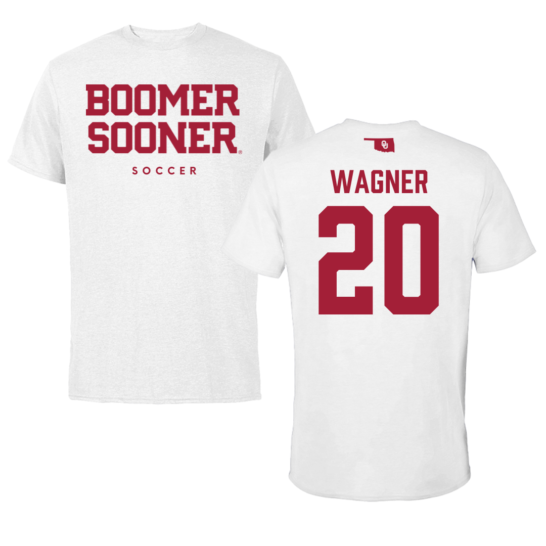 University of Oklahoma Soccer White Performance Tee - #20 Chelsea Wagner