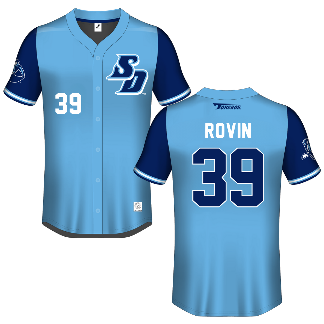 University of San Diego Blue Button-Down Jersey - #39 Porter Rovin