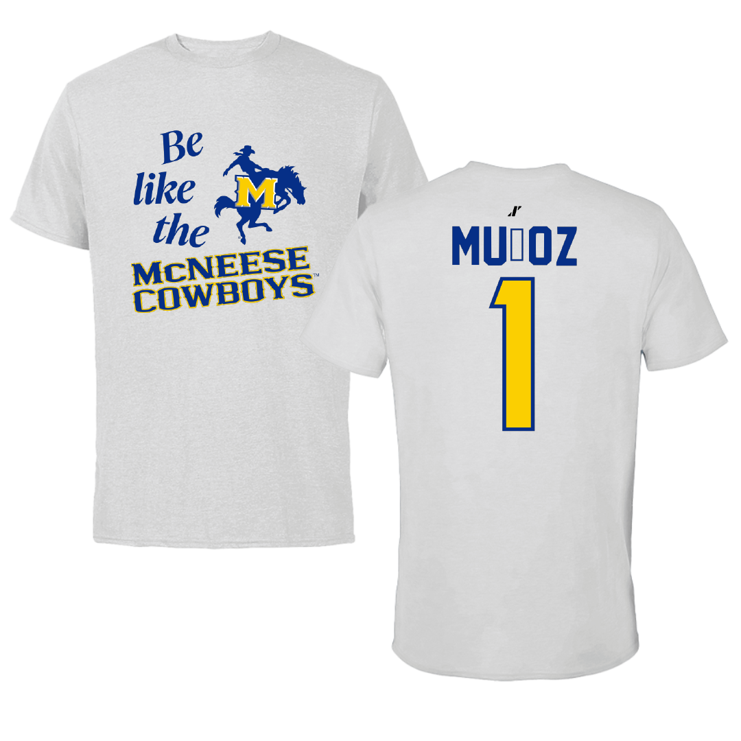 McNeese State University Softball Light Gray Be Like Us Performance Tee - #1 Jada Muñoz