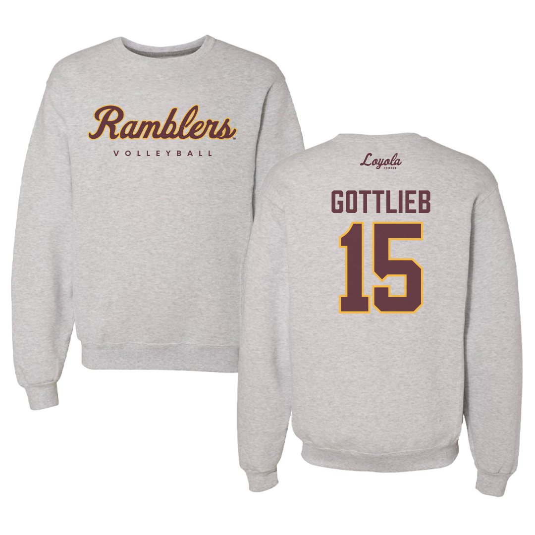 Loyola University-Chicago Volleyball Gray Crewneck - #15 Josh Gottlieb