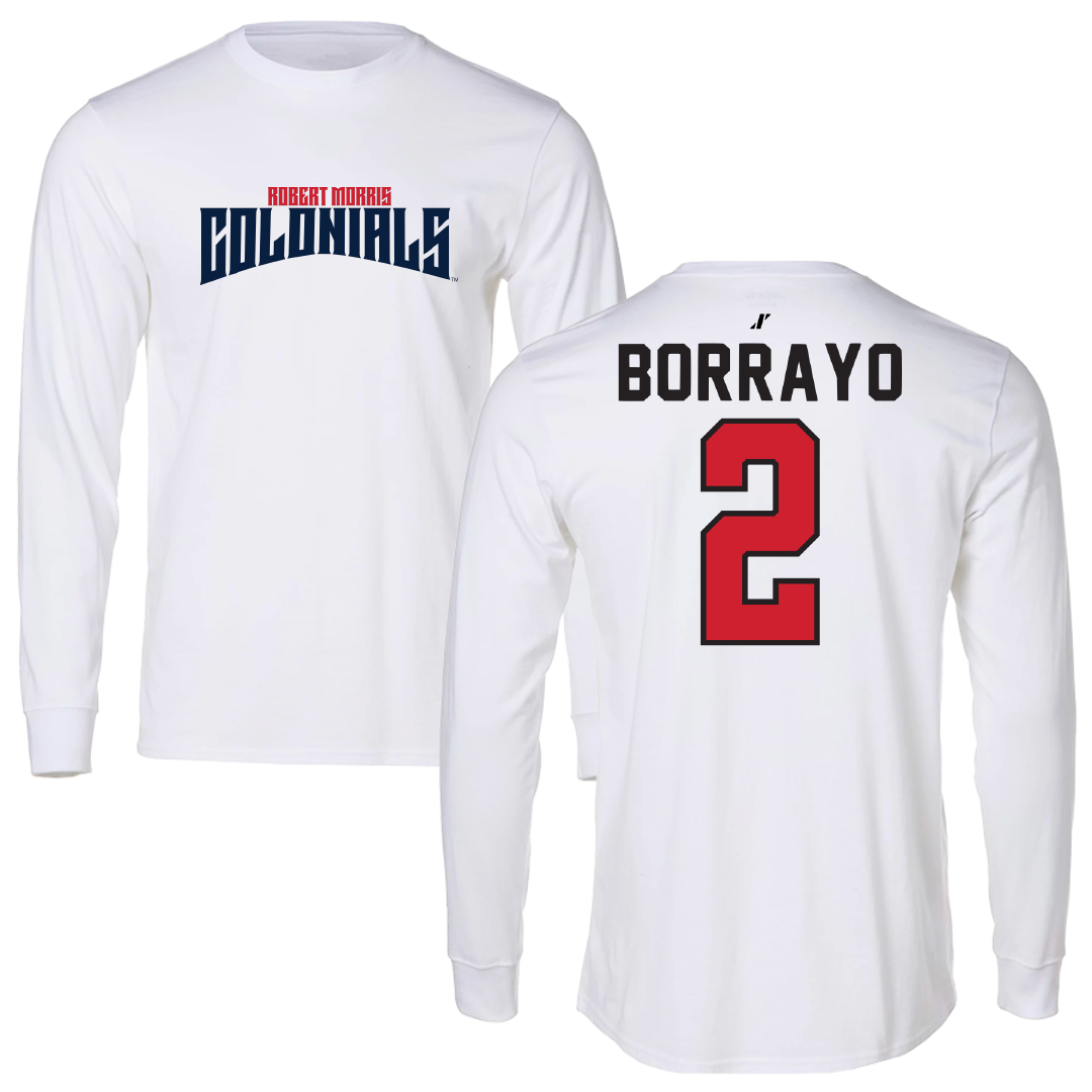 Robert Morris University Softball White Classic Long Sleeve - #2 Samantha Borrayo