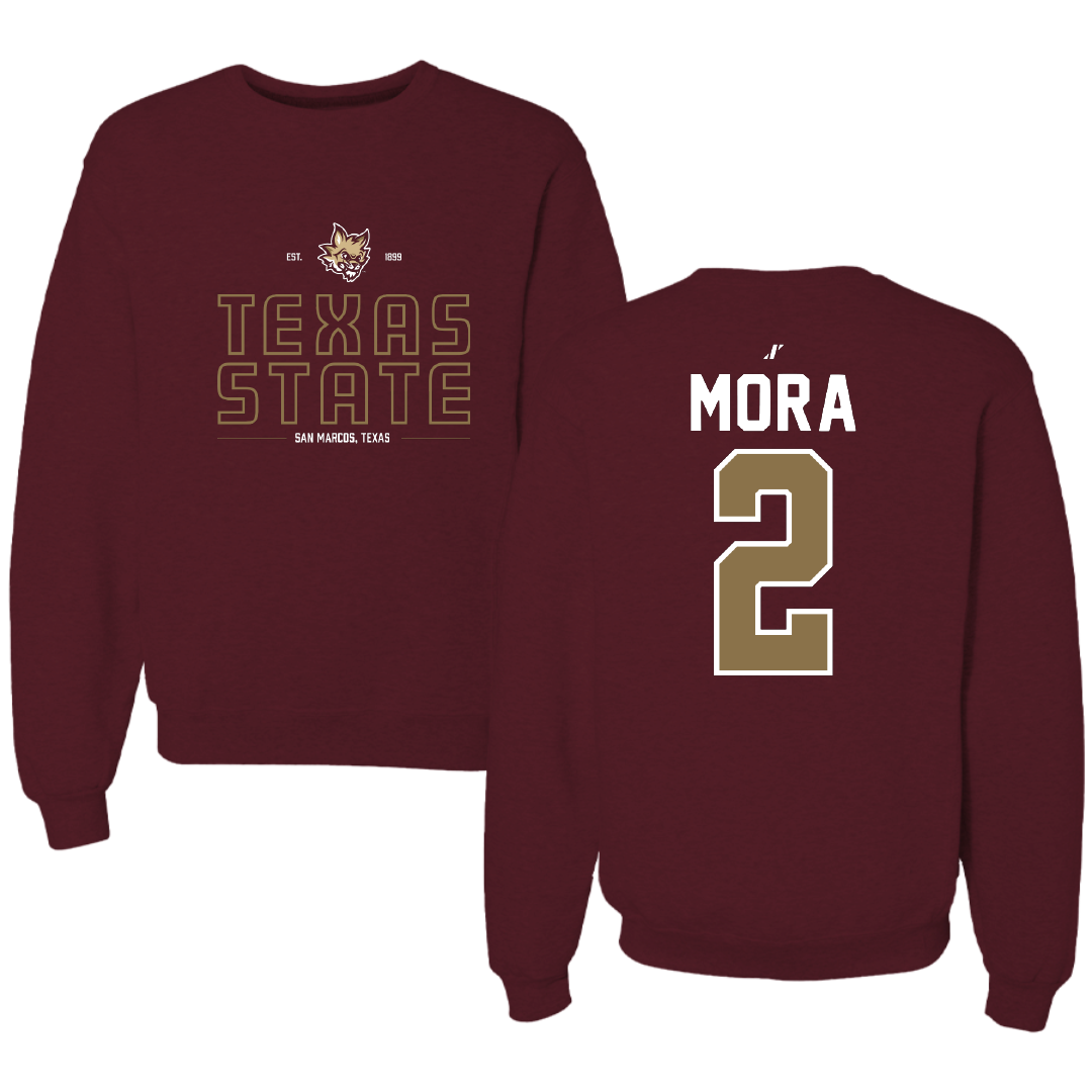 Texas State University Baseball Maroon General Crewneck - #2 Chase Mora