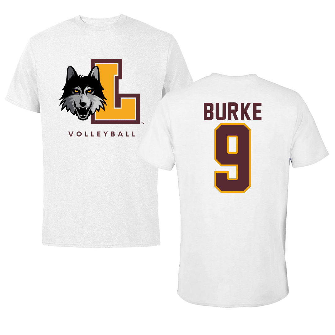 Loyola University-Chicago Volleyball White Performance Tee - #9 Kaitlyn Burke