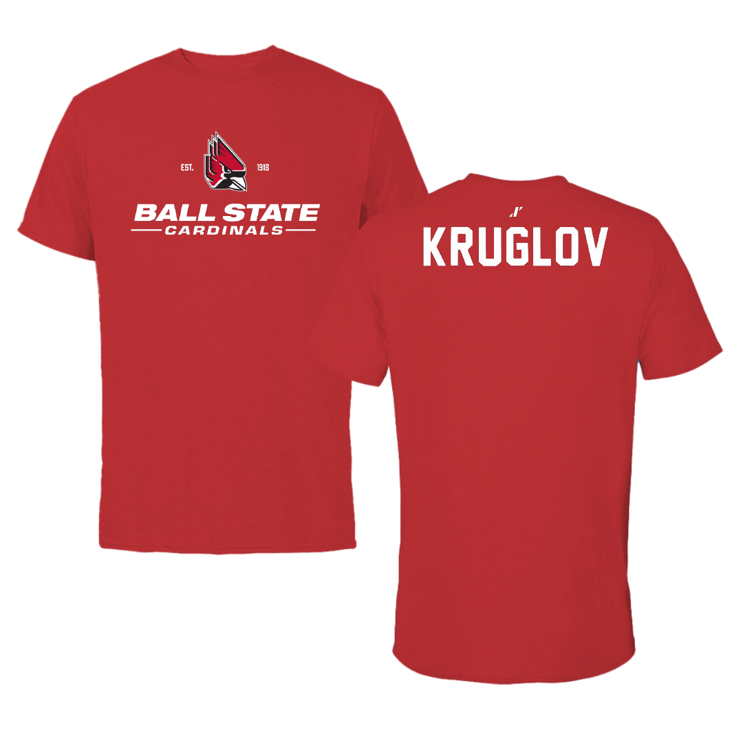 Ball State University Swimming & Diving Red General Performance Tee - Maxim Kruglov