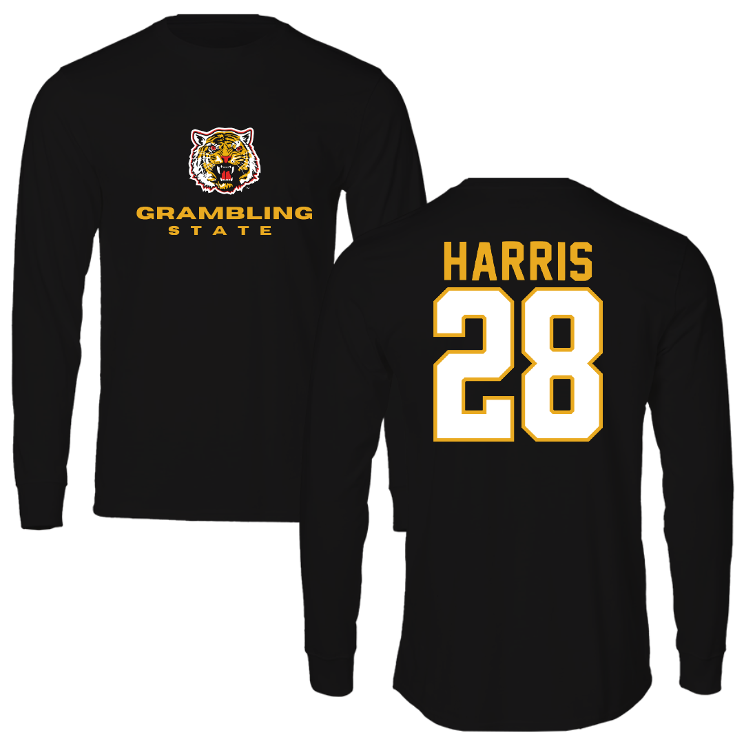 Grambling State University Football Black Performance Long Sleeve - #28 Marquis Harris