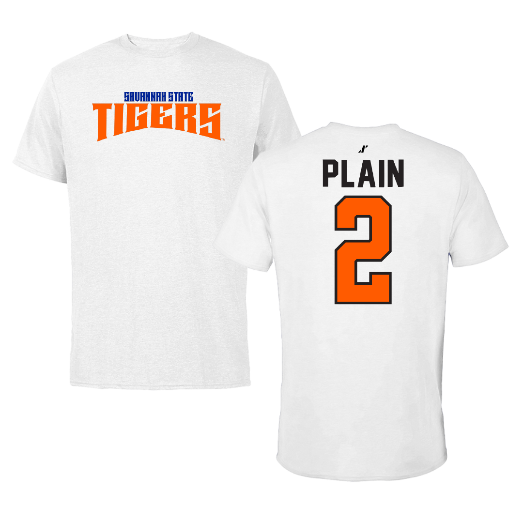 Savannah State University Basketball White Classic Tee - #2 Ayjay Plain