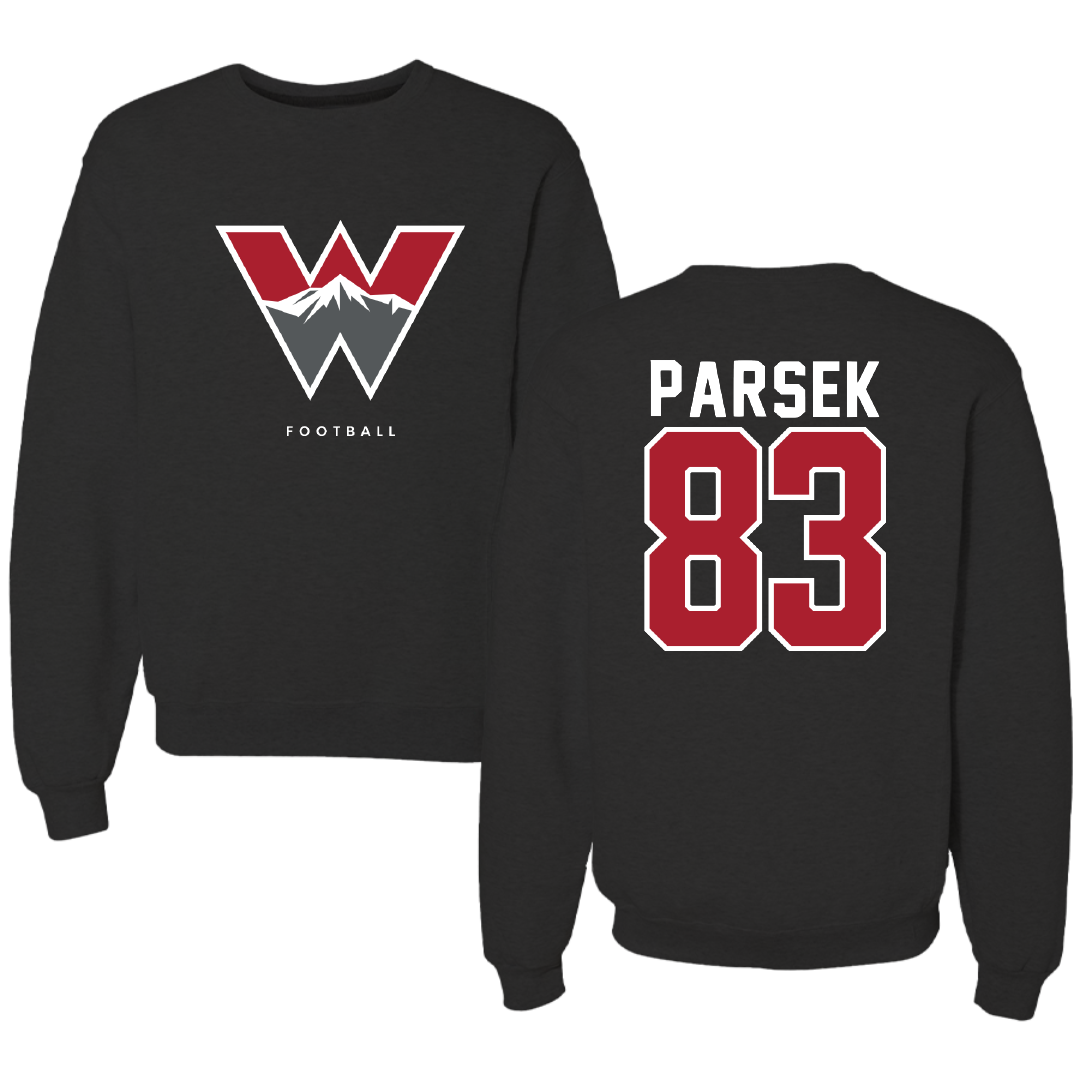 Western Colorado University Football Black Block Crewneck - #83 Daniel Parsek