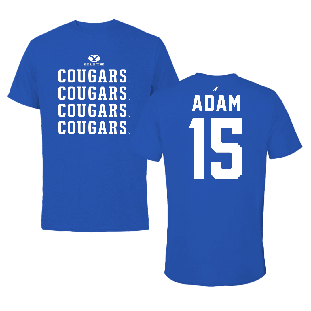 Brigham Young University Volleyball Blue General Performance Tee - #15 Bernardo Adam