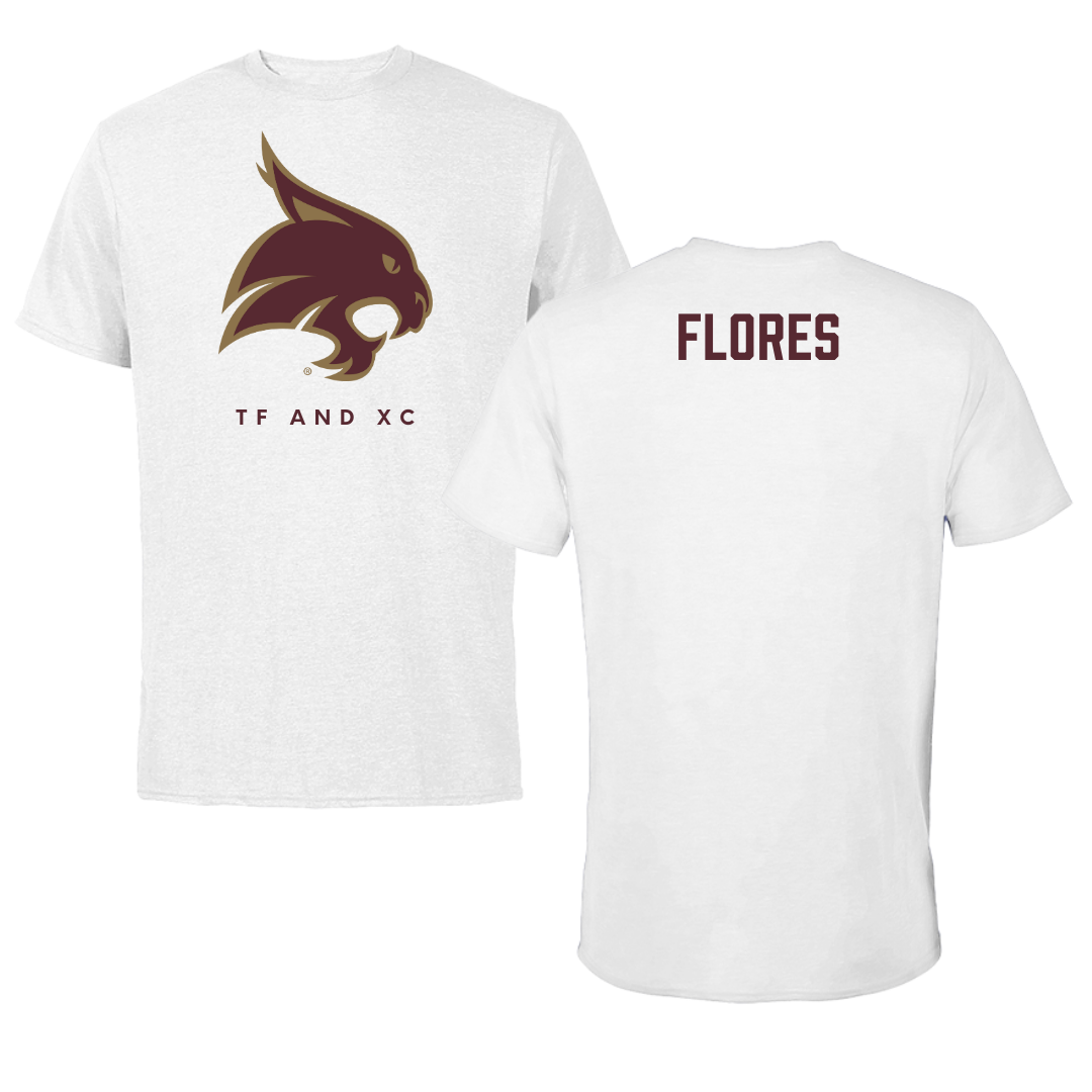 Texas State University TF and XC White Performance Tee - Santos Flores