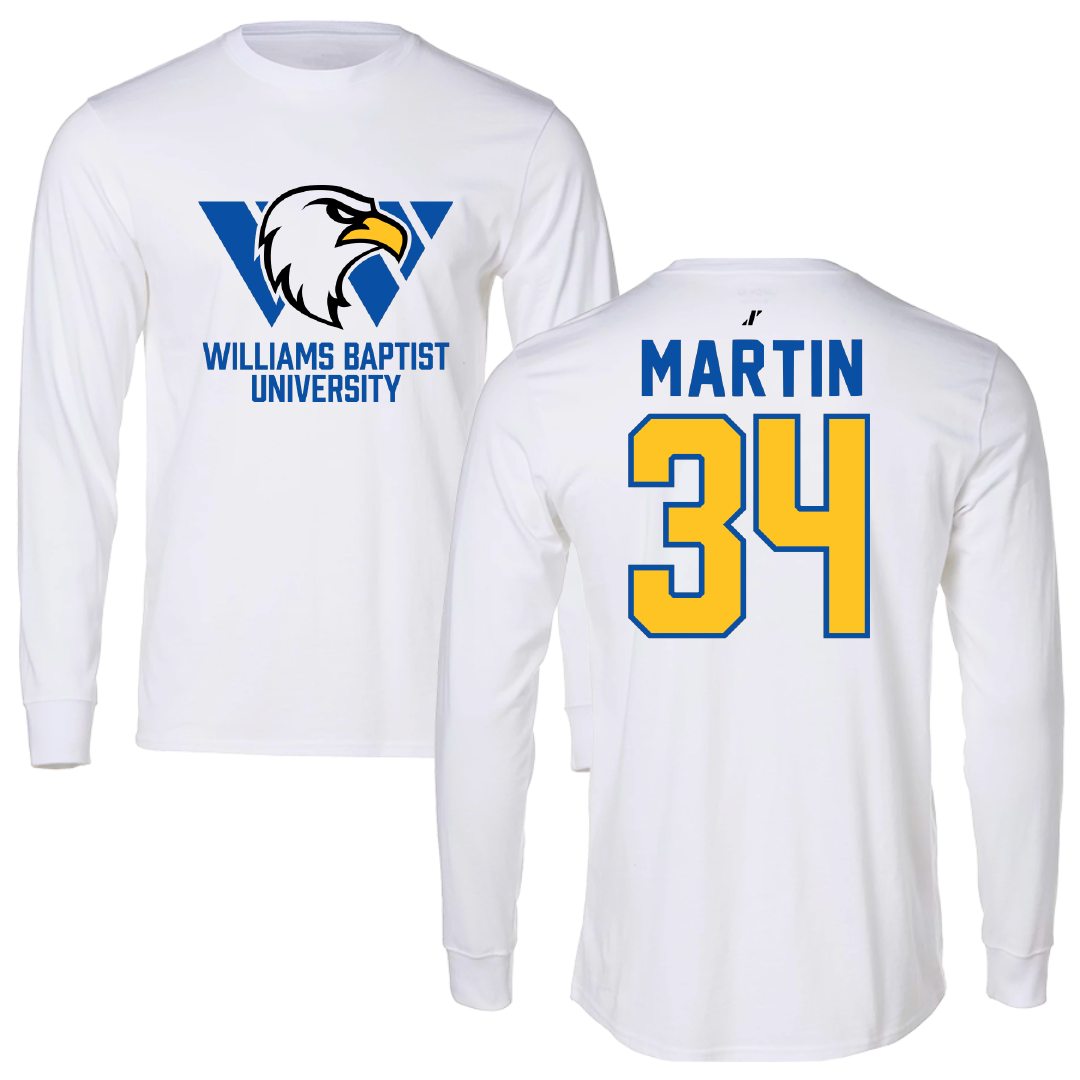 Williams Baptist University Baseball White Long Sleeve - #34 Kaden Martin