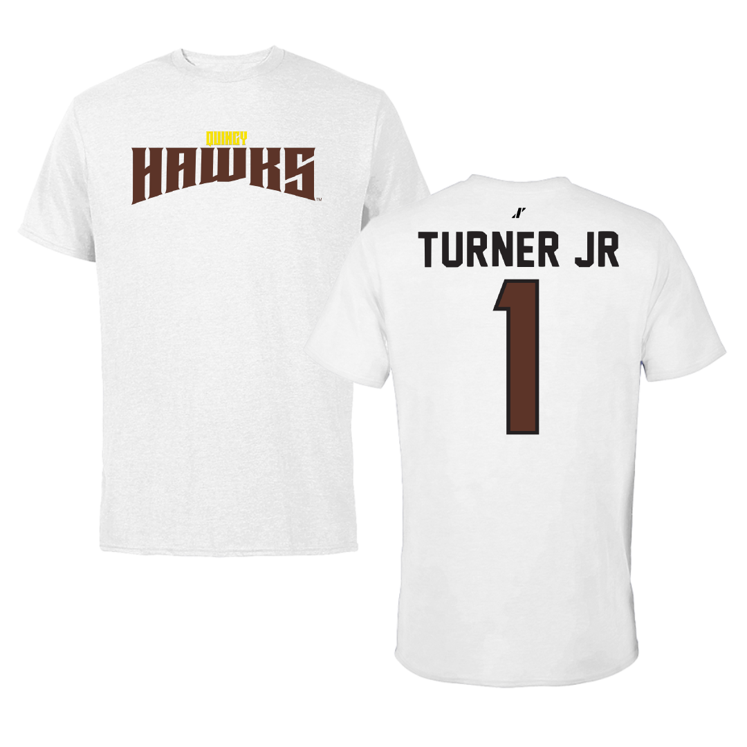 Quincy University Basketball White Classic Performance Tee - #1 Michael Turner Jr