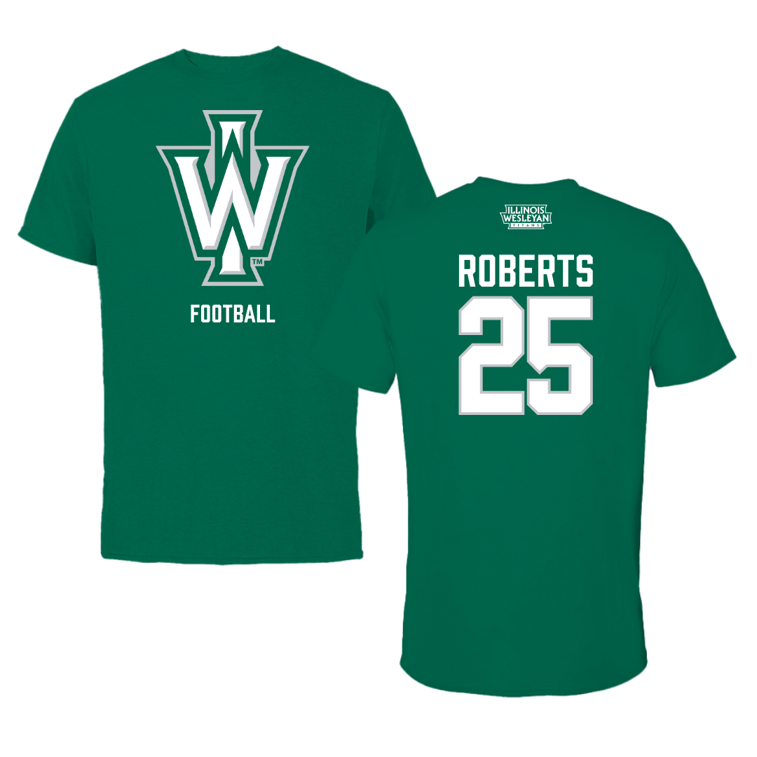 Illinois Wesleyan University Football Green Tee - #25 Jaxson Roberts