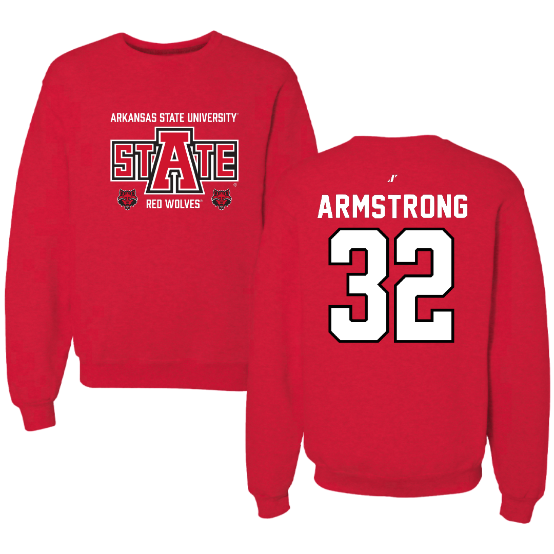 Arkansas State University Baseball Red General Crewneck - #32 Chase Armstrong