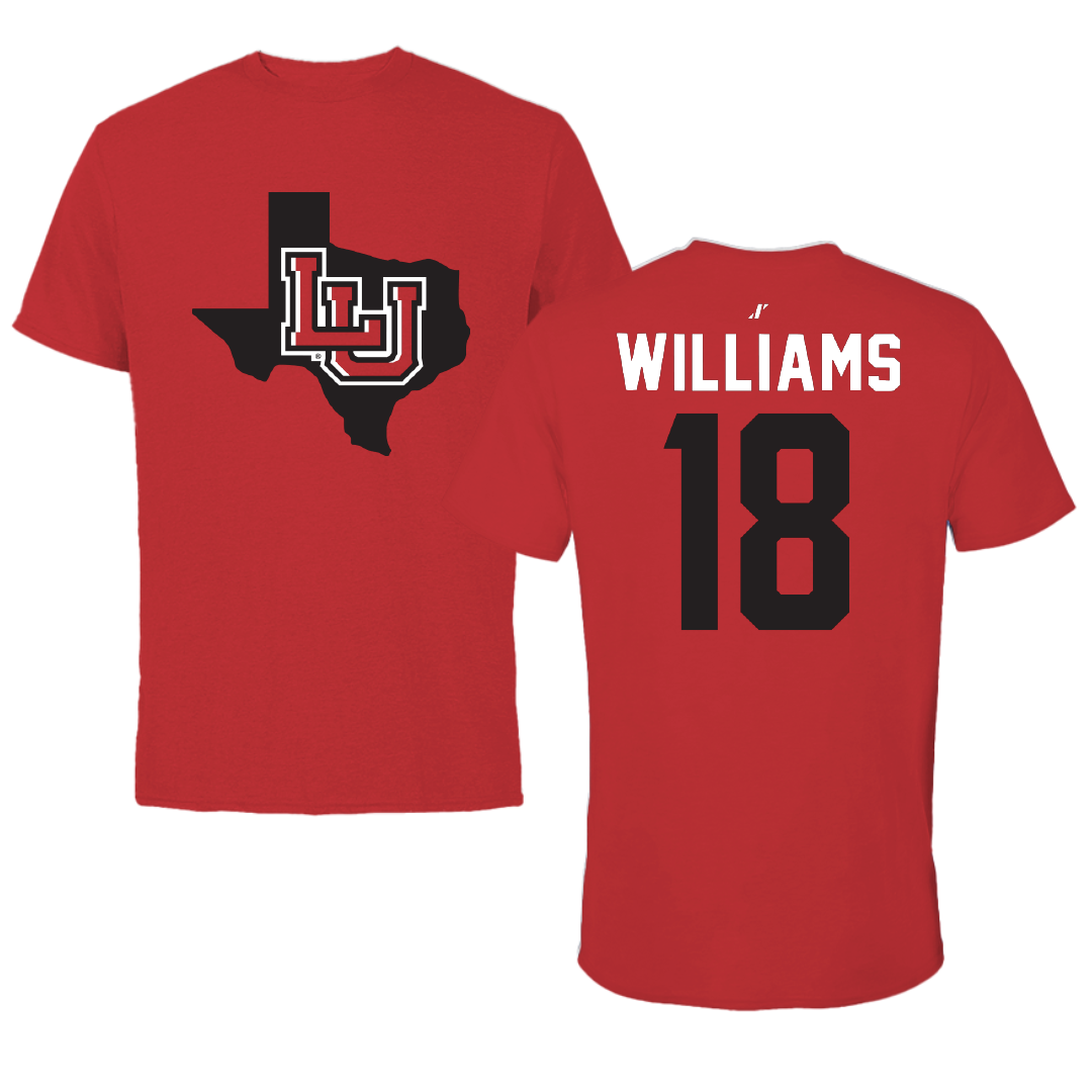 Lamar University Baseball Red State Tee - #18 Zach Williams