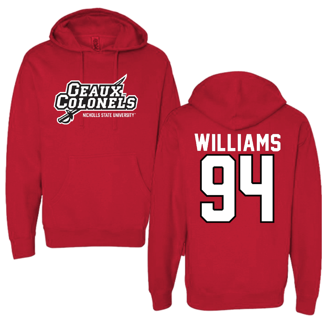 Nicholls State University Football Red General Hoodie - #94 Nick Williams