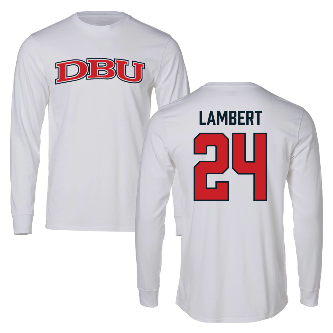 Dallas Baptist University Volleyball White Performance Long Sleeve - #24 Lexi Lambert