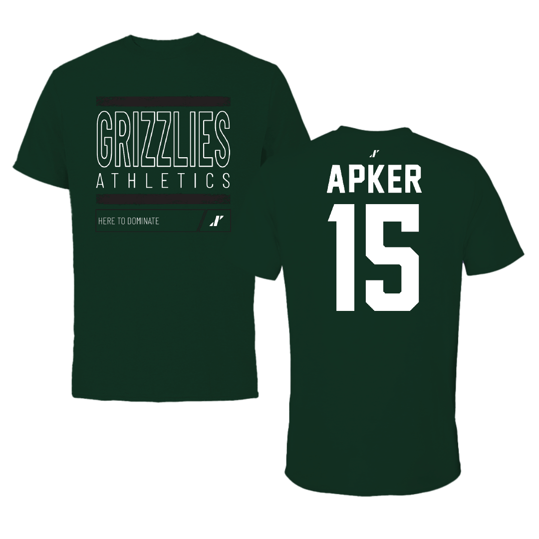 Adams State University Baseball Forest Green Dominate Performance Tee - #15 Cory Apker