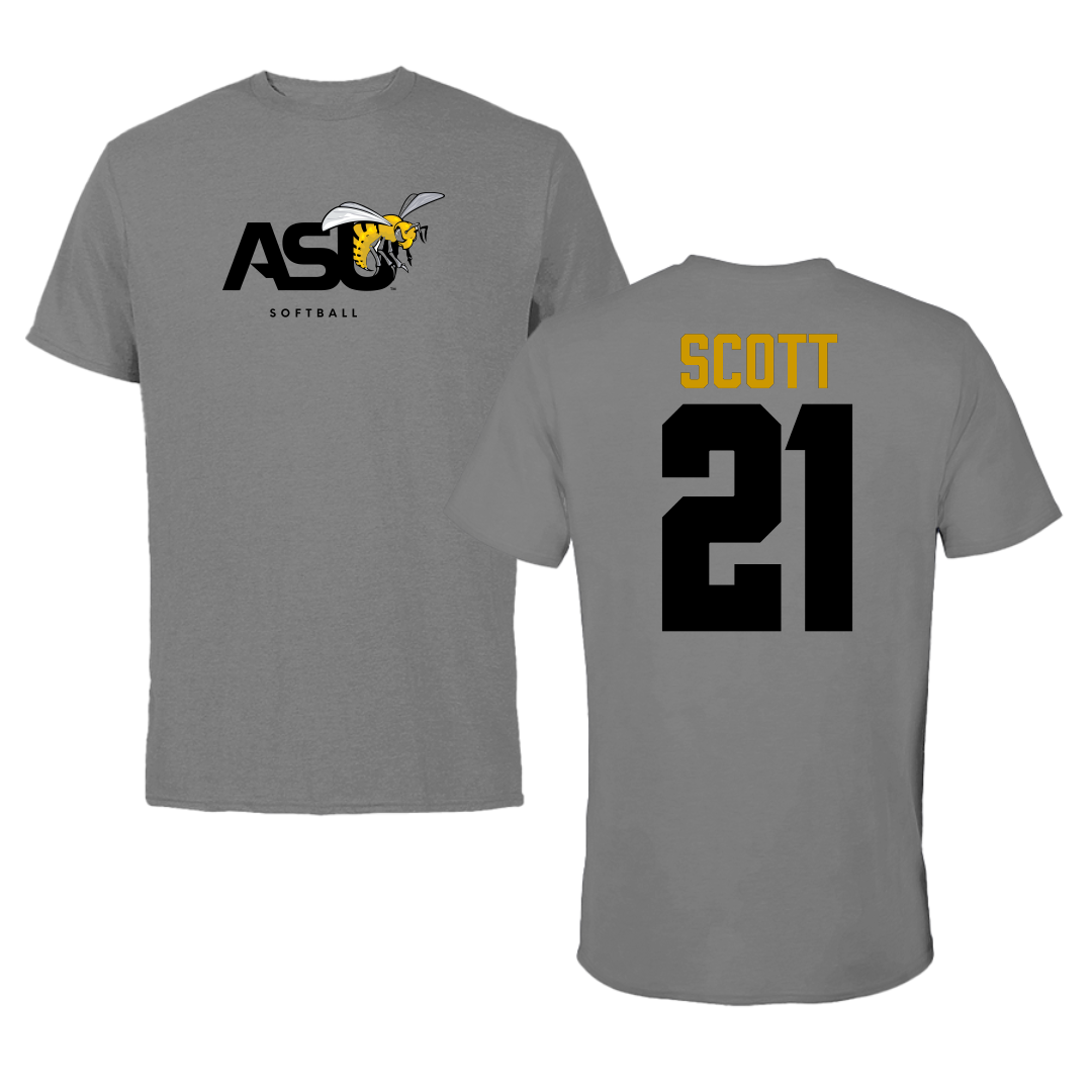 Alabama State University Softball Dark Gray Tee - #21 Alana Scott