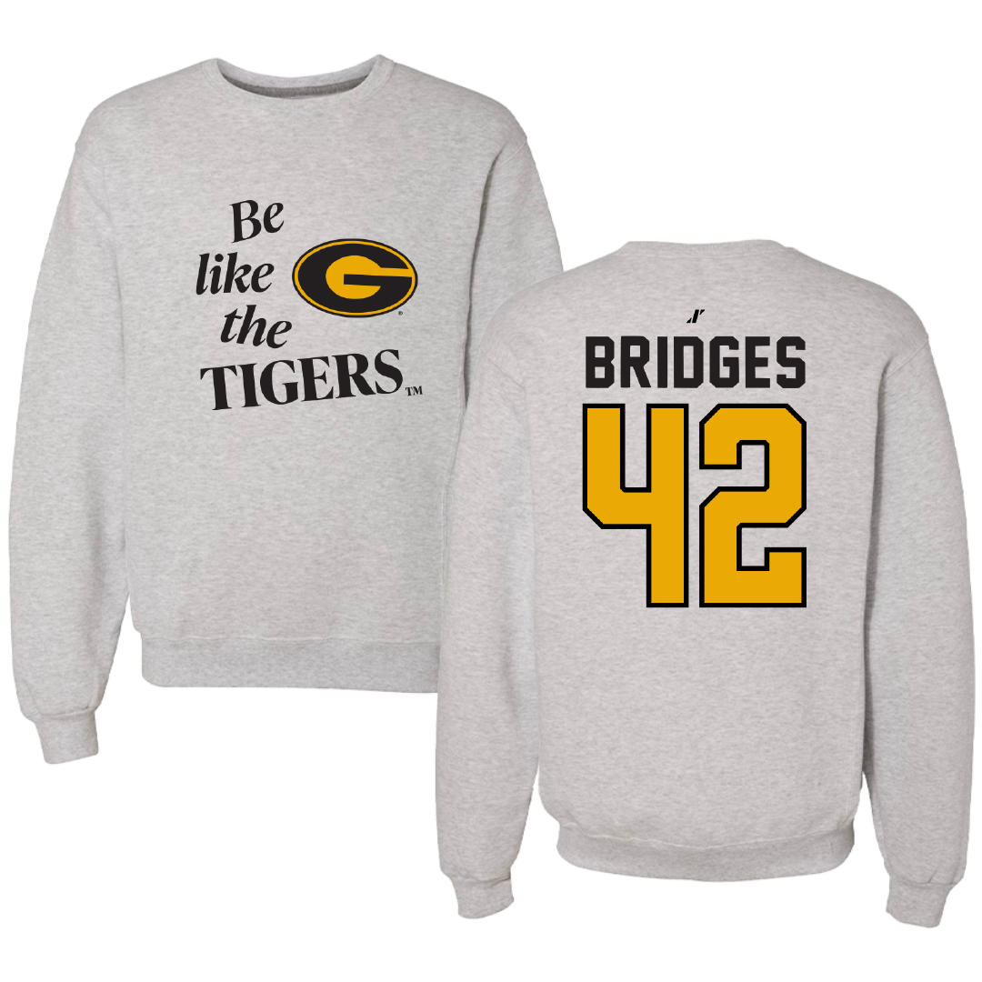 Grambling State University Baseball Light Gray Be Like Us Crewneck - #42 Trey Bridges