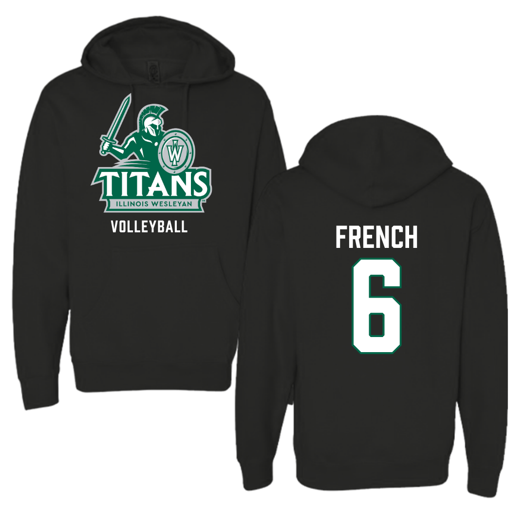 Illinois Wesleyan University Volleyball Black Hoodie - #6 Taylor French