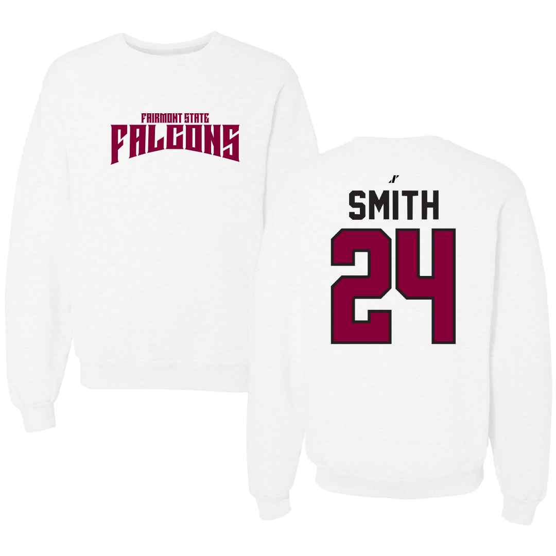 Fairmont State University Football White Classic Crewneck - #24 Gavin Smith
