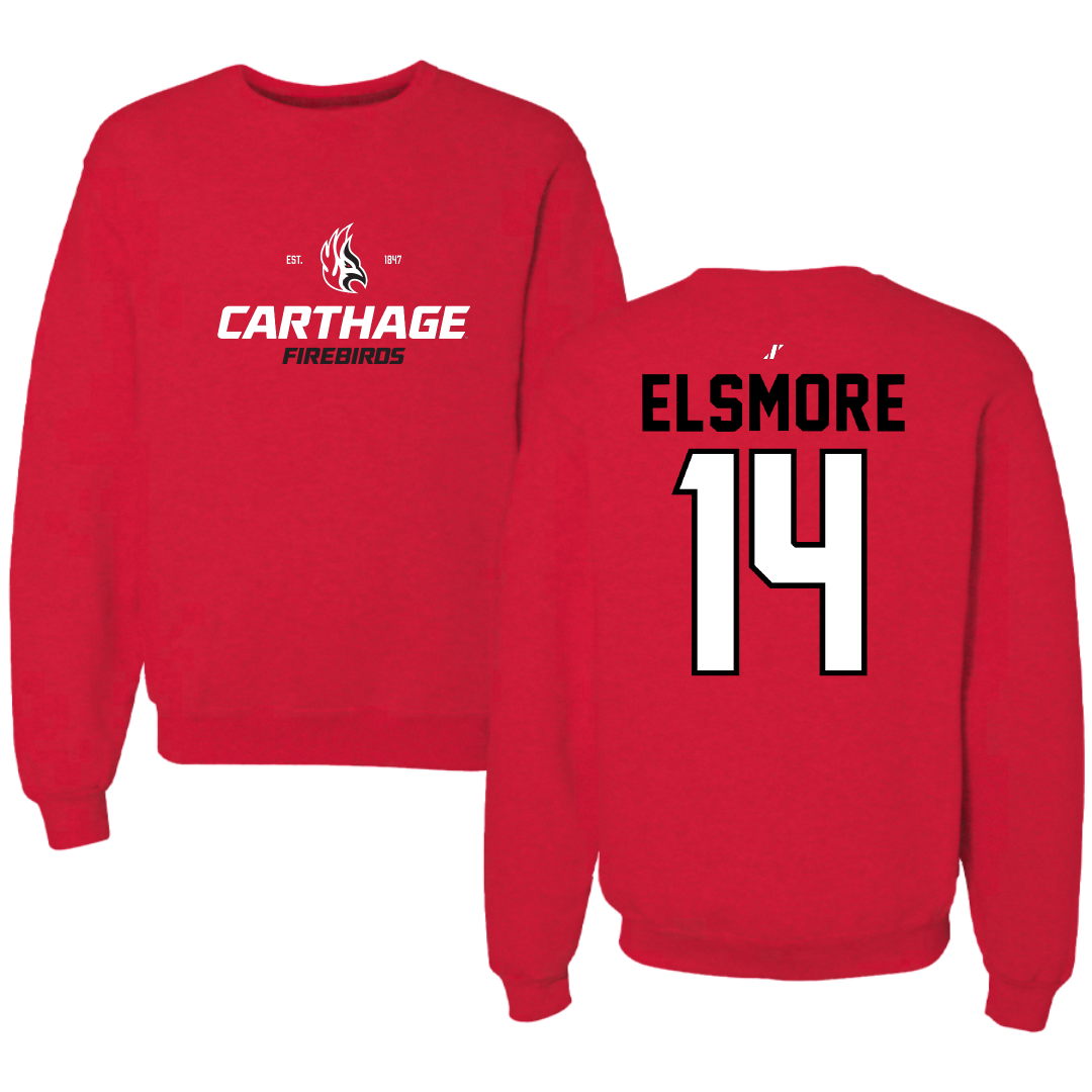 Carthage College Basketball Red General Crewneck - #14 Delaney Elsmore