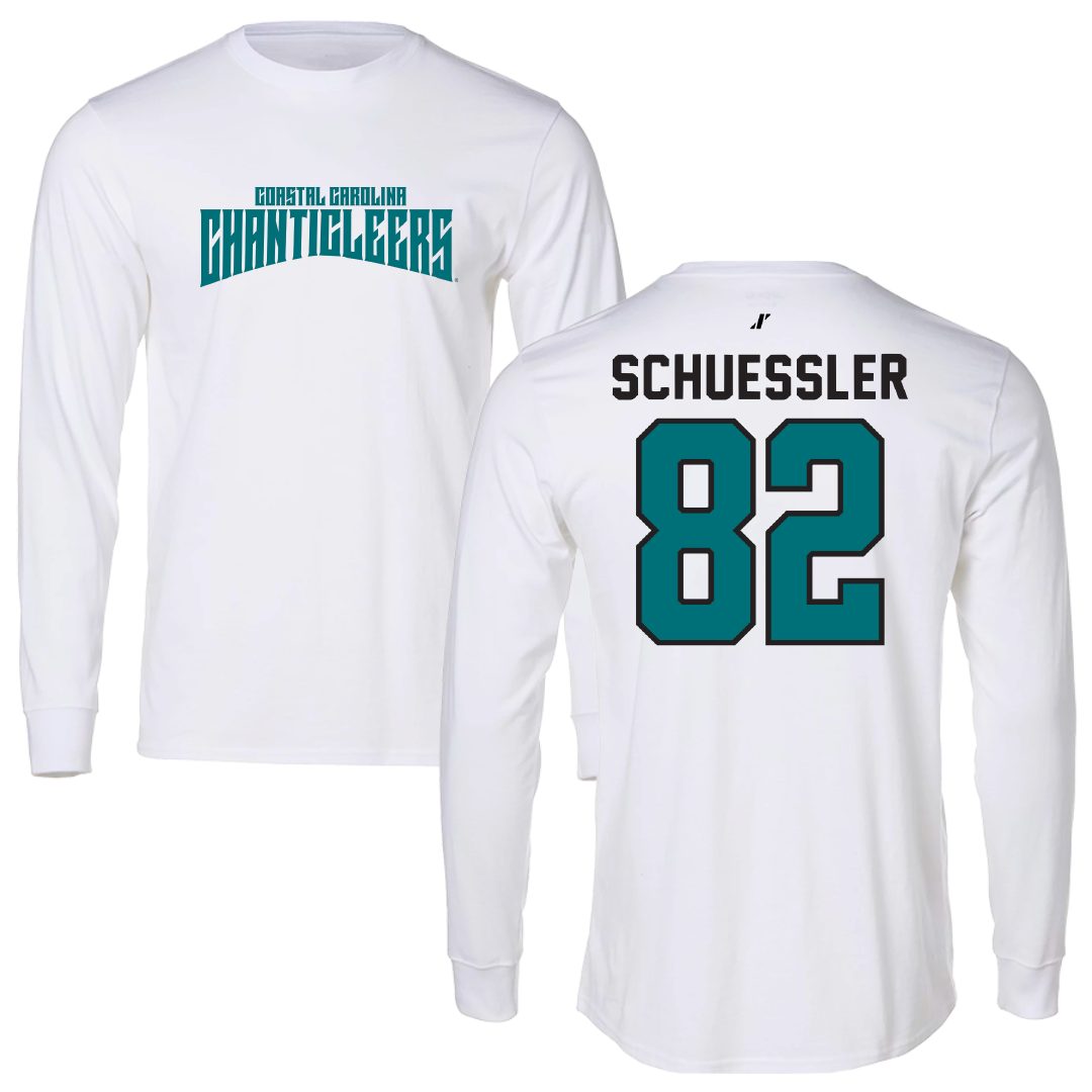 Coastal Carolina University Football White Classic Performance Long Sleeve - #82 Nathan Schuessler