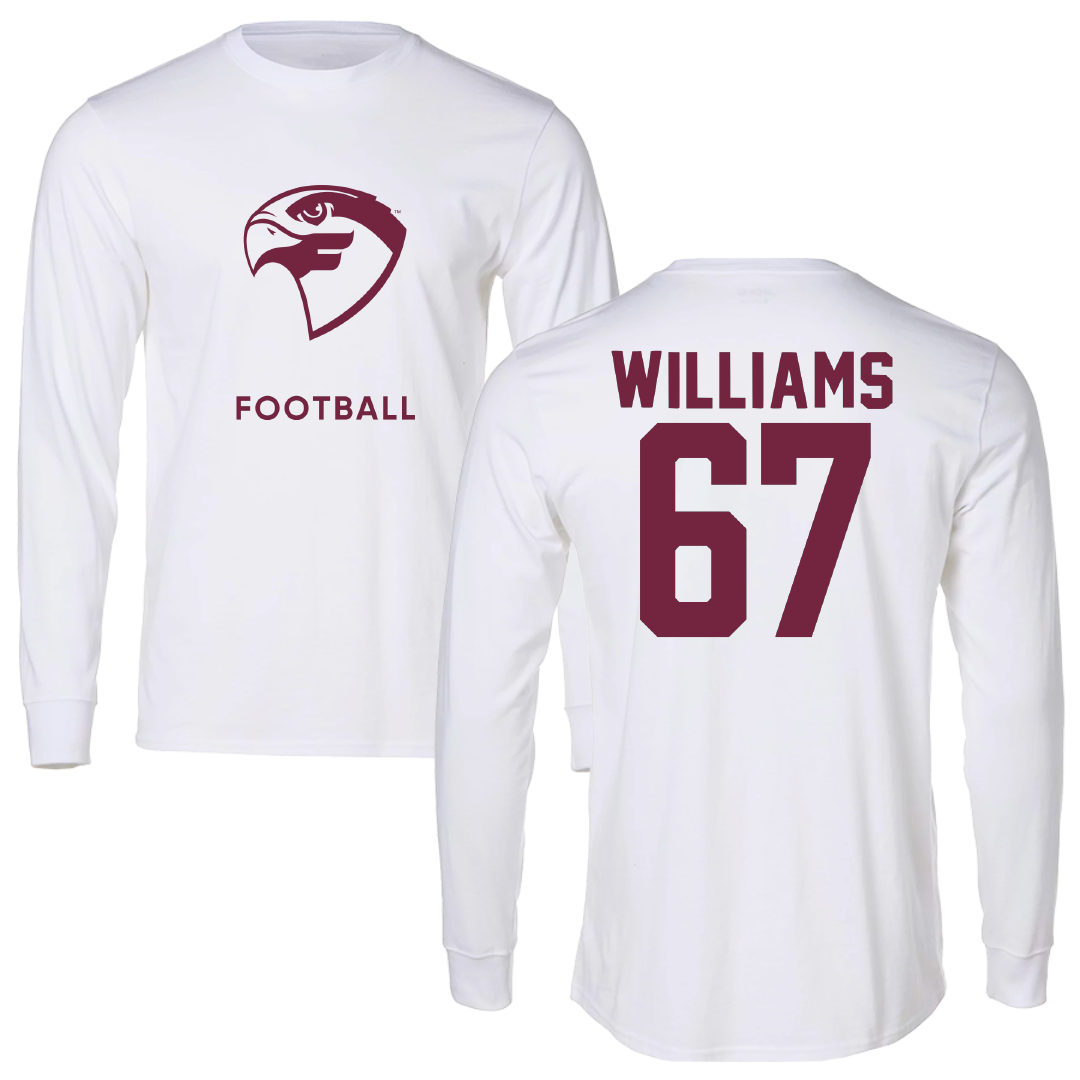 Fairmont State University Football White Performance Long Sleeve - #67 Qasim Williams