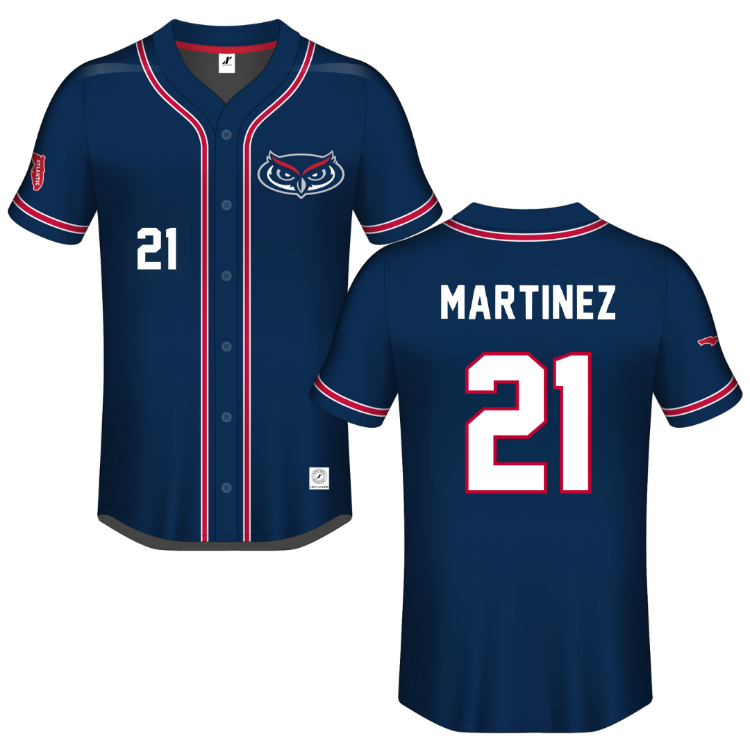 Florida Atlantic University Navy Button-Down Jersey - #21 John Martinez