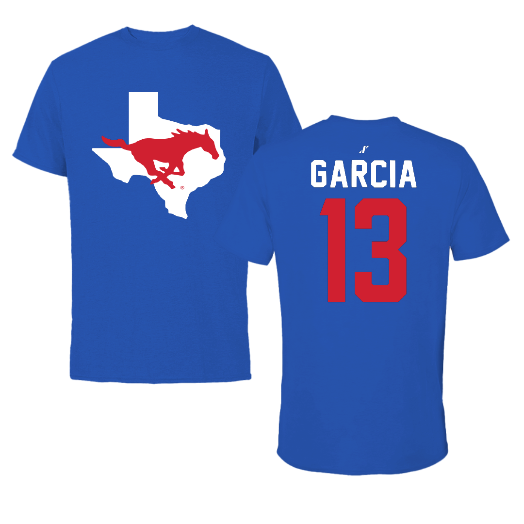 Southern Methodist University Soccer Blue State Tee - #13 Richie Garcia