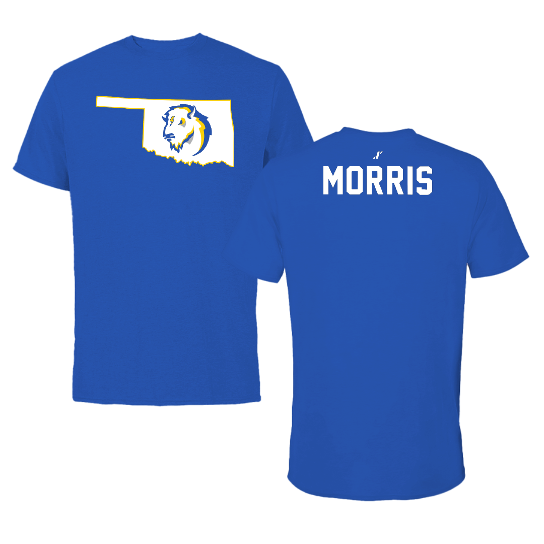 Southeastern Oklahoma State University Football Blue State Tee - Deon Morris