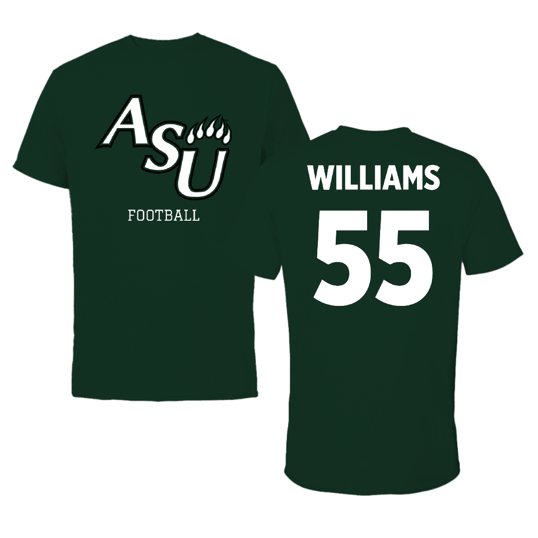 Adams State University Football Forest Green Performance Tee - #55 Quincy Williams
