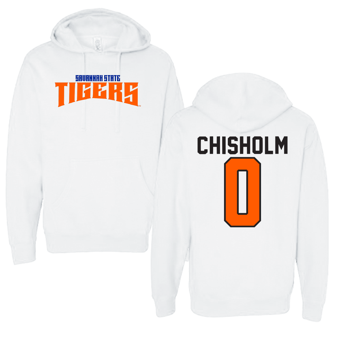 Savannah State University Football White Classic Hoodie - #0 Nathaniel Chisholm