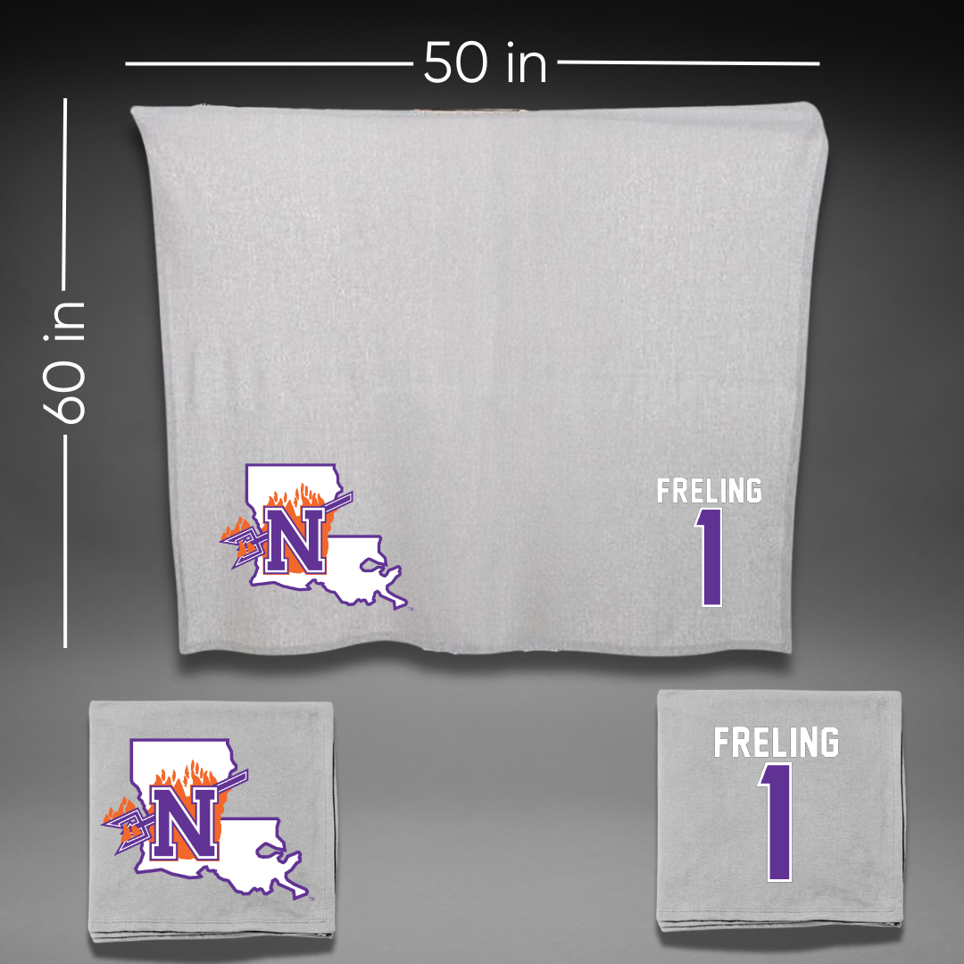 Northwestern State University Volleyball Gray Blanket - #1 Lorelei Freling
