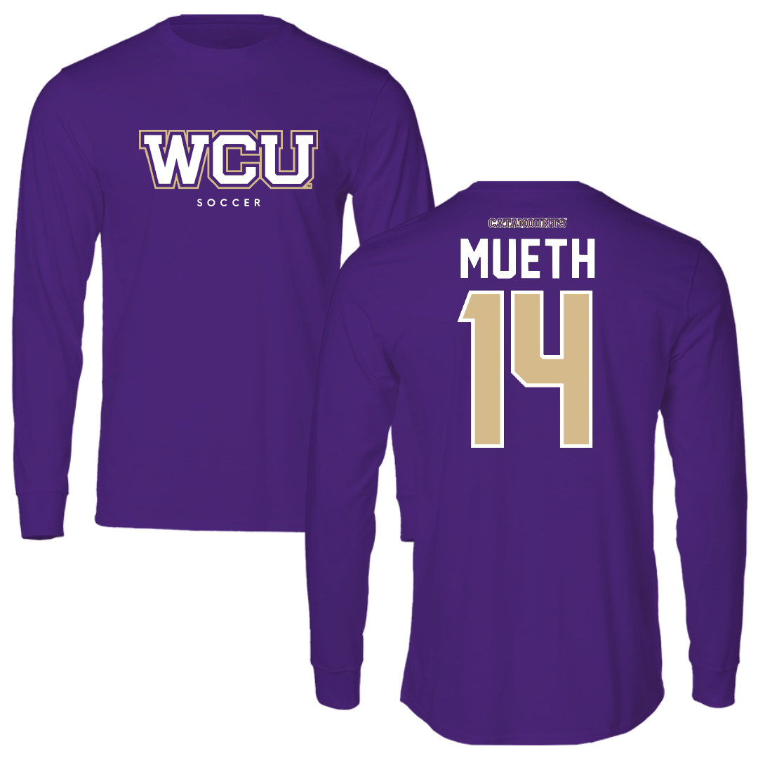 Western Carolina University Soccer Royal Purple Performance Long Sleeve - #14 Mary Mueth