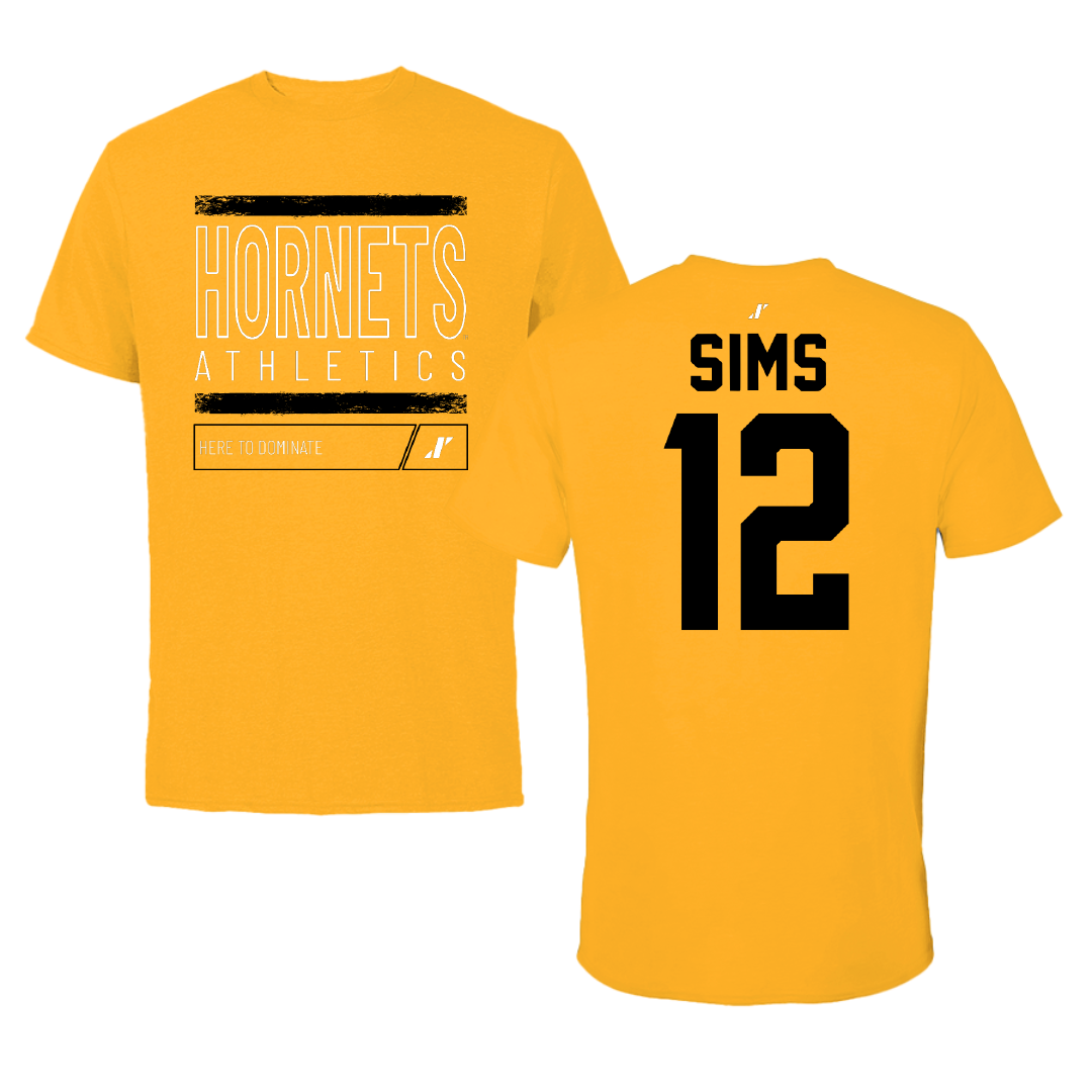 Alabama State University Football Gold Dominate Tee - #12 Zach Sims