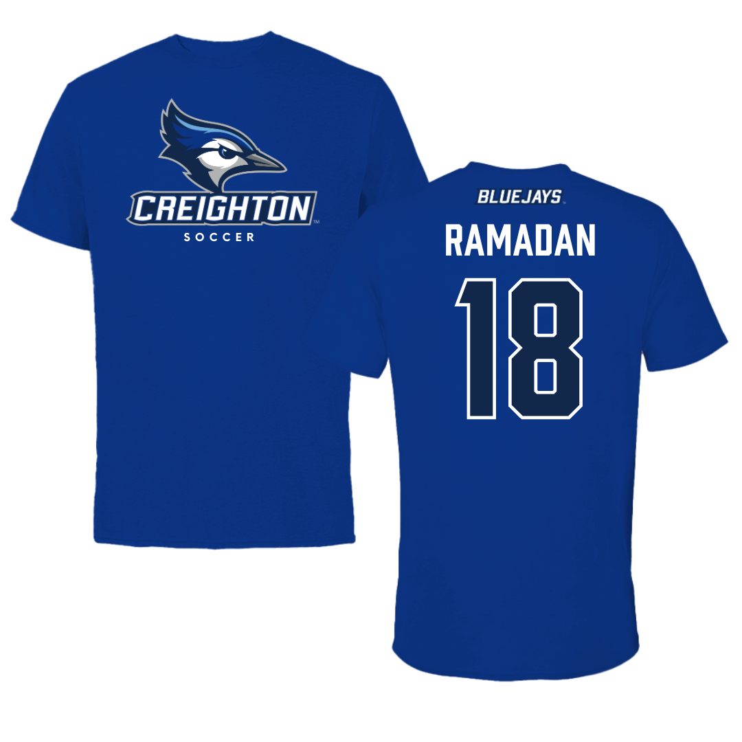 Creighton University Soccer Blue Performance Tee - #18 Ali Ramadan