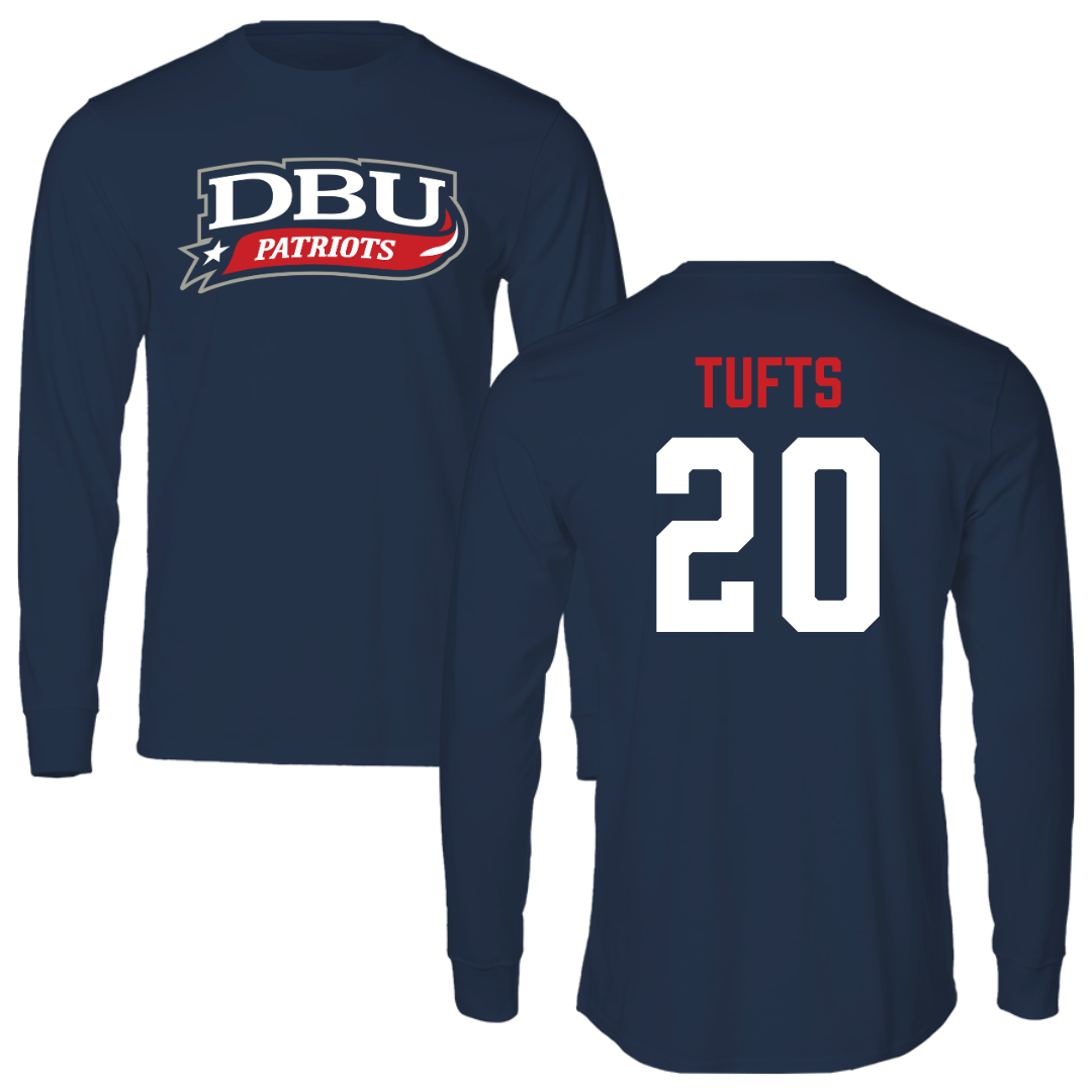 Dallas Baptist University Soccer Navy Performance Long Sleeve - #20 Taylor Tufts