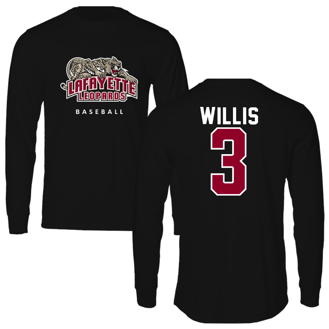 Lafayette College Baseball Black Performance Long Sleeve - #3 Kaleb Willis