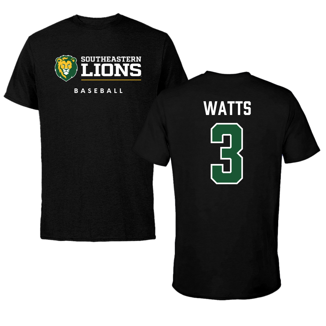 Southeastern Louisiana University Baseball Black Performance Tee - #3 Dane Watts