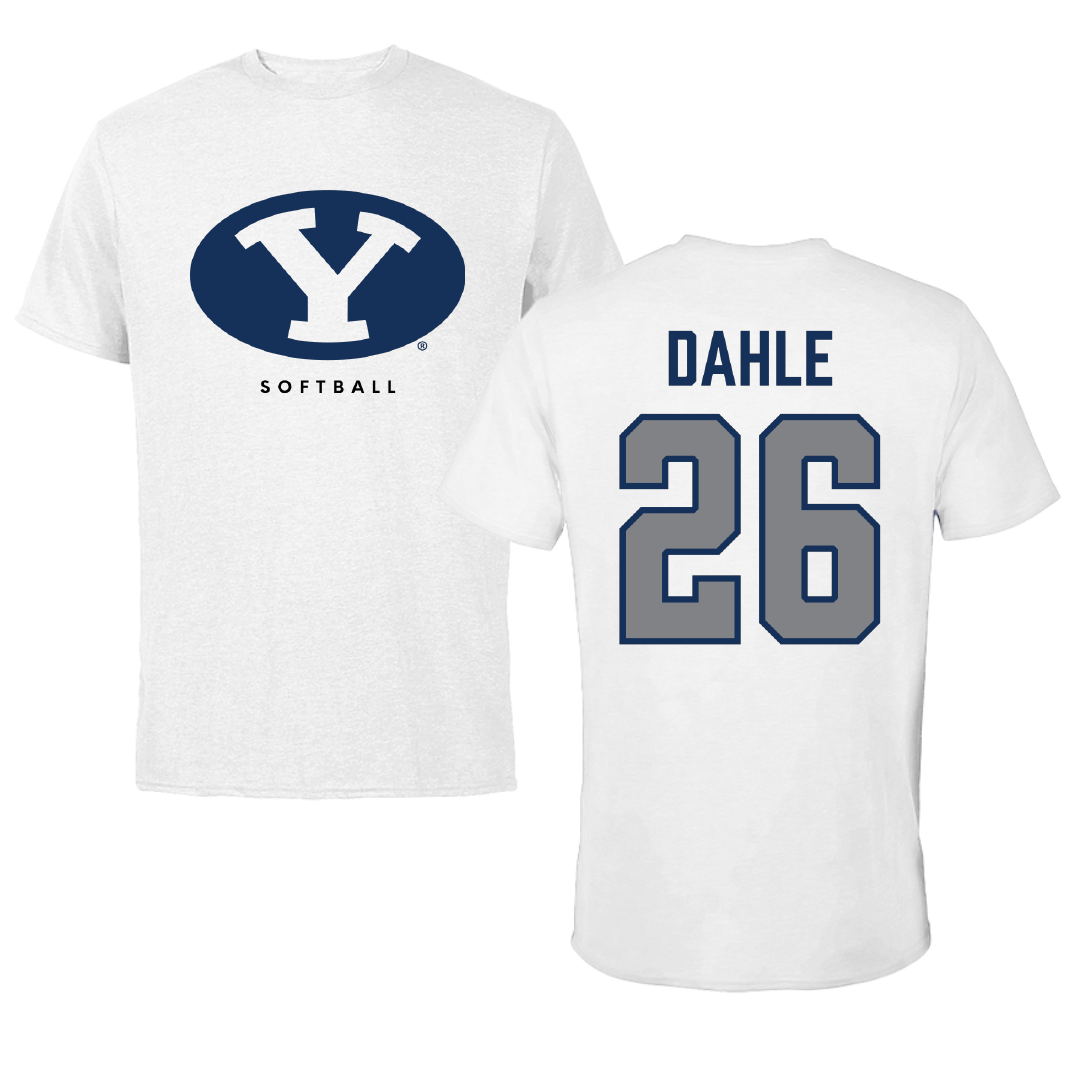 Brigham Young University Softball White Performance Tee - #26 Kate Dahle