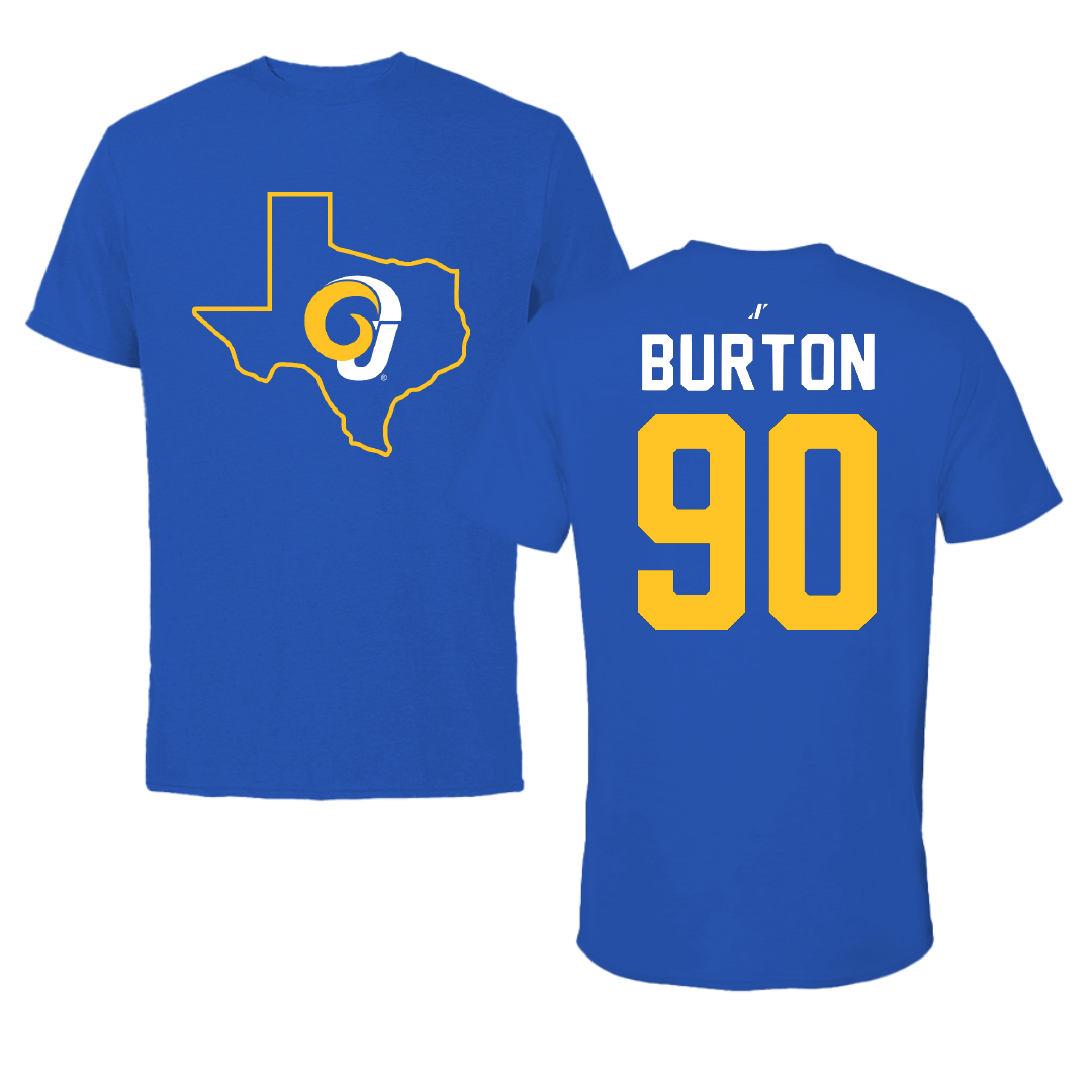 Angelo State University Football Blue State Performance Tee - #90 Zach Burton