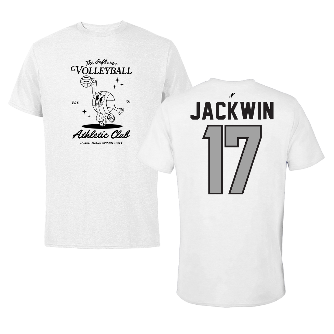 Volleyball White Influxer Athletic Club Tee - #17 Sydney Jackwin