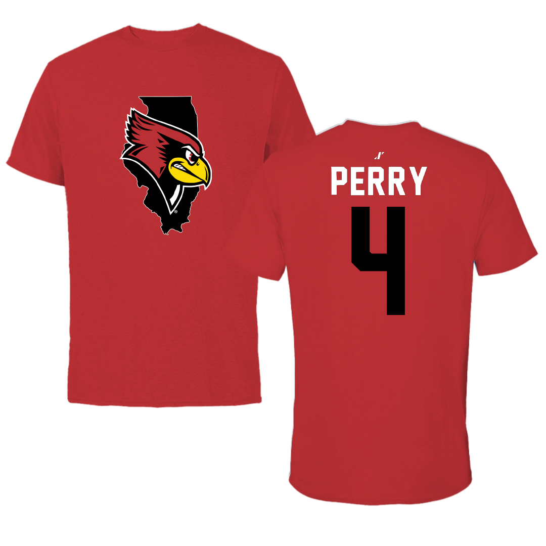 Illinois State University Baseball Red State Tee - #4 Tanner Perry