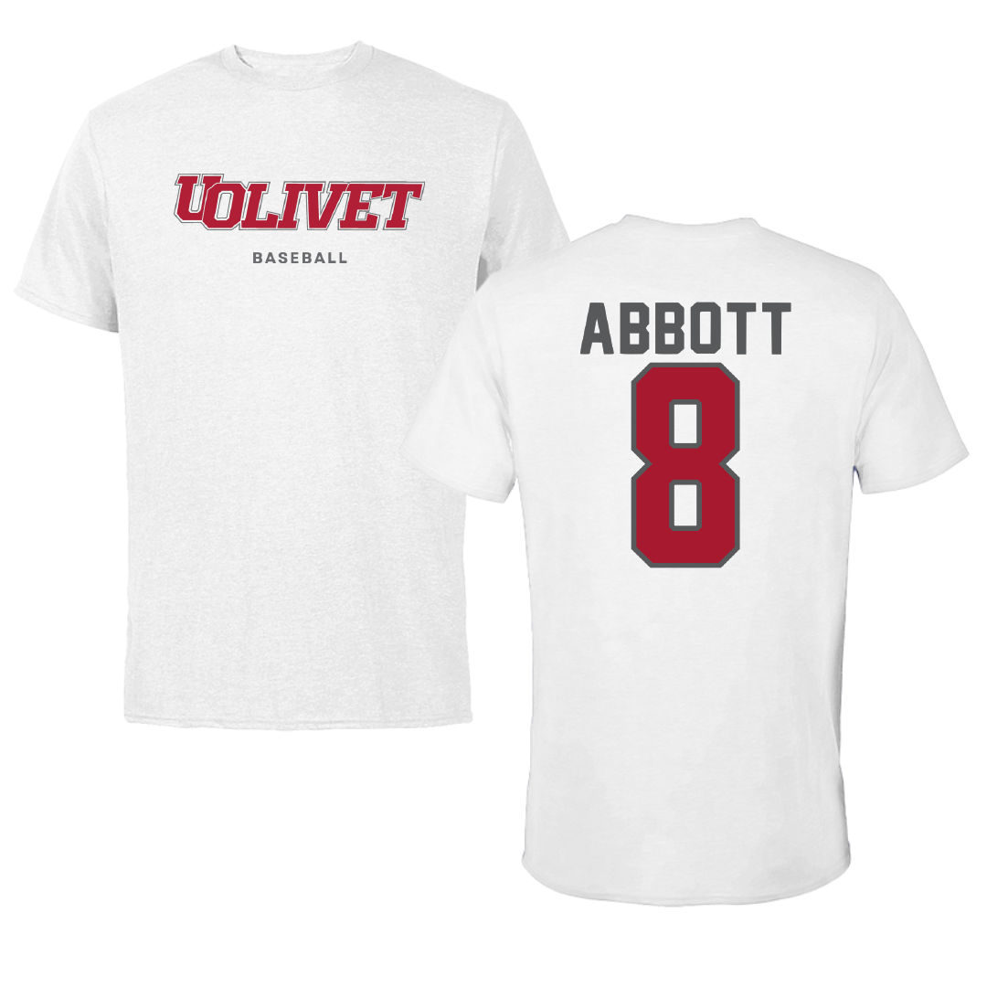 The University of Olivet Baseball White Tee - #8 Braden Abbott