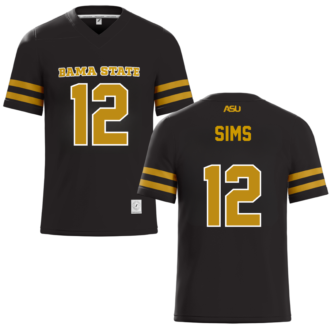 Alabama State University Black Football Jersey - #12 Zach Sims