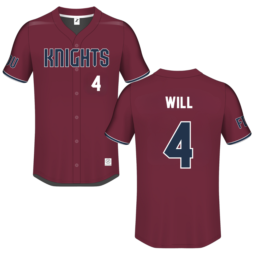 Fairleigh Dickinson University-Metropolitan Campus Maroon Button-Down Jersey - #4 Zack Will