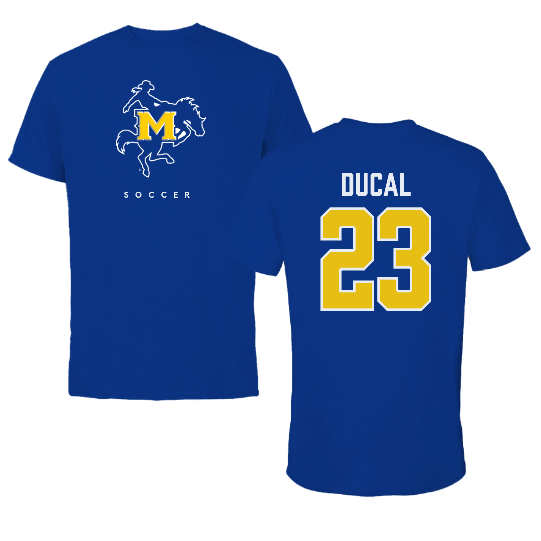 McNeese State University Soccer True Royal Blue Performance Tee - #23 Dom Ducal